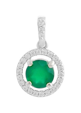 Серебряная подвеска proba с агатом 1.01ct, фианитами (2208235)