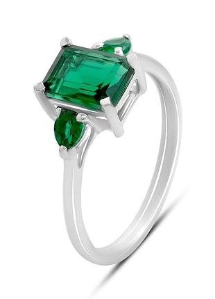 Срібне кільце proba зі смарагдом nano 1.708ct, вага виробу 2,22 г (2205364) 18.5 розмір
