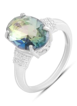 Срібне кільце proba з містик топазом 3.78ct, вага виробу 3,96 г (2190455) 18 розмір