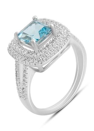 Серебряное кольцо proba с натуральным топазом 3.289ct, фианитами, вес изделия 4,69 гр (2207207) 18 размер