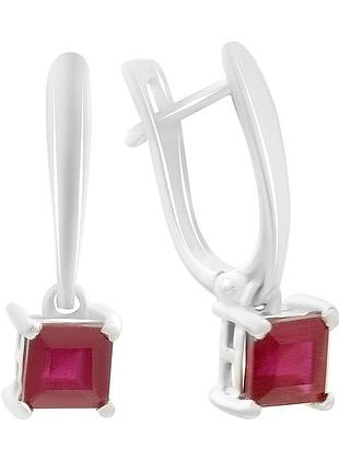 Серебряные серьги proba с натуральным рубином 1.99ct (2204985)