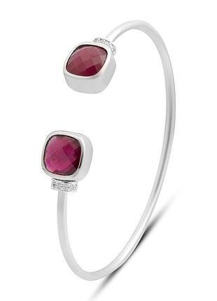 Серебряный браслет proba с натуральным рубином 9.699ct, фианитами, вес изделия 11,02 гр (2206637) 19221 размер