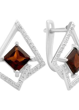 Серебряные серьги proba с натуральным гранатом 3.399ct (2203988)