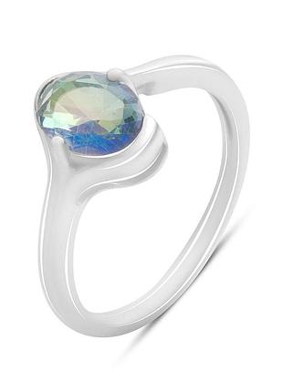 Срібне кільце proba з містик топазом 0.925ct, вага виробу 2,4 г (2190233) 17.5 розмір