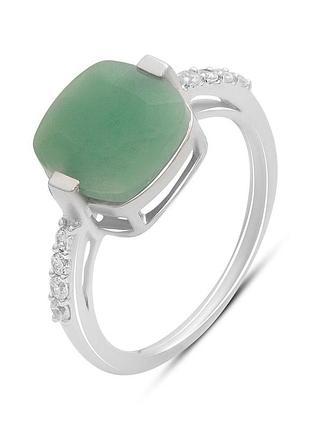 Срібне кільце proba з натуральним смарагдом 2.94ct, вага виробу 2,63 г (2193869) 17 розмір