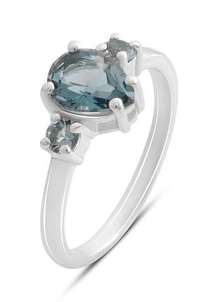 Серебряное кольцо proba с топазом лондон блю 0.963ct, вес изделия 2,26 гр (2178033) 17.5 размер