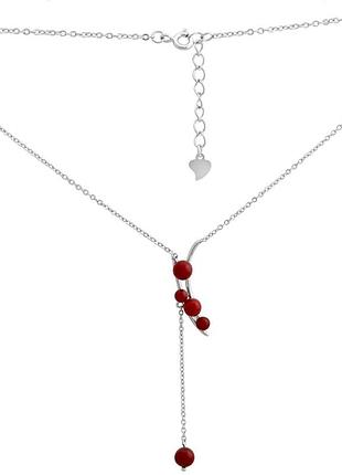 Серебряное колье proba с кораллом, вес изделия 4,36 гр (2147152) 450500 размер