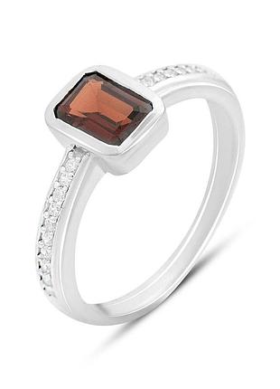 Срібне кільце proba з натуральним гранатом 1.383ct, вага виробу 2,64 г (2152040) 18 розмір