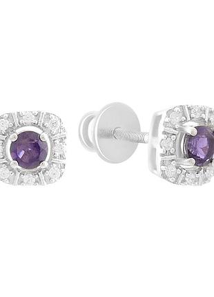 Срібні сережки proba з натуральним аметистом 0.732ct (2189190)