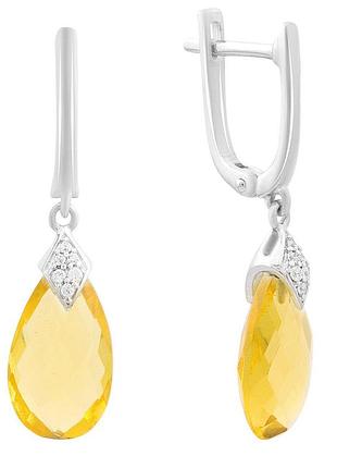 Срібні сережки proba з цитрином nano 9.68ct, фіанітами (2213154)