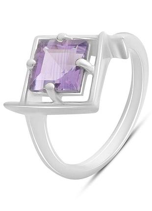 Срібне кільце proba з натуральним аметистом 1.492ct, вага виробу 3,33 г (2189312) 18 розмір