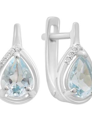 Серебряные серьги proba с натуральным топазом 2.675ct, фианитами (2212324)