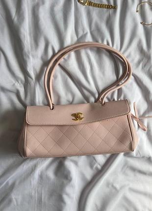 Стильна жіноча сумка ch@//n₴l 26s "preppy coco" small bag pink/gold