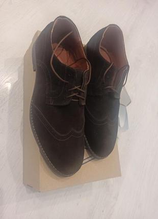 Замшеві туфлі (броги) move and go, 43р., 28,5 см, коричневі1 фото
