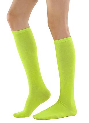 Гольфы однотонные ниже колена лимонные one size