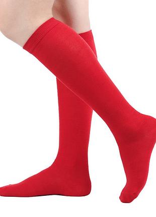 Гольфы однотонные ниже колена красные one size
