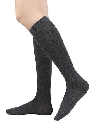 Гольфы однотонные ниже колена темно-серые one size