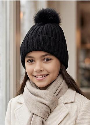 Зимова шапка з помпоном від h&m на 12-14 + років