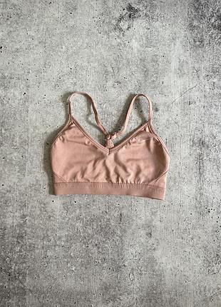 Топ жіночий спортивний на бретелях для спорту nike xs рожевий персиковий