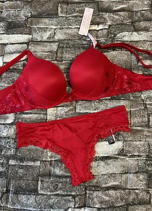 Комплект білизни victoria's secret люкс серія оригінал бюстгальтер 34б 75б трусики xs s