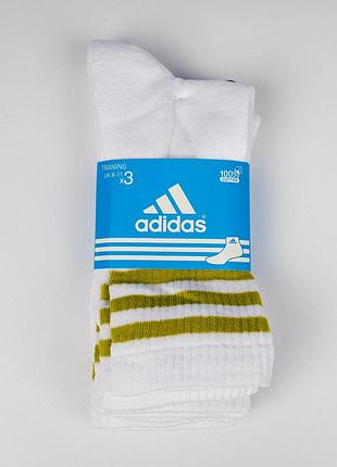 Набор (з шт.) ярких мужских носков бренда adidas. высокие, с цветными полосками. training green