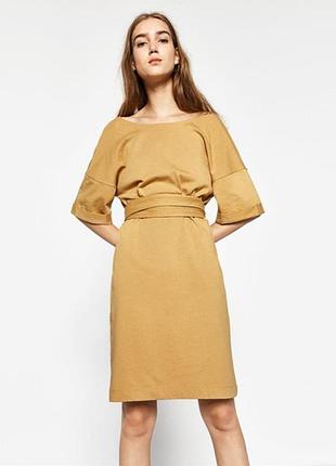 Платье платье футболка пояс песочный кэмэл цвет zara зара