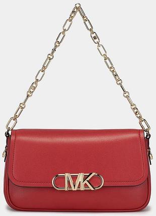 Червона шкіряна оригінальна сумка michael kors parker середнього розміру із золотистою фурнітурною
