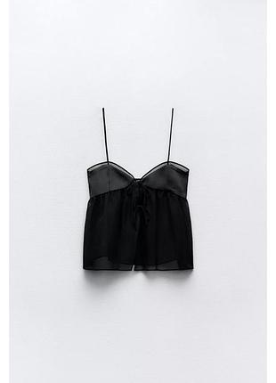 Сатиновий топ напівпрозорий zara