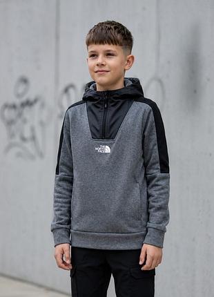 Оригінальне худі the north face teen l сіре з капюшоном 146/152