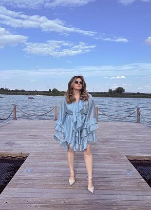 Сукня-кімоно на зав’язках, 100% віскоза, one size karina blue by pakhtusova