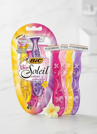 Набор женских бритв bic miss soleil colour collection 
новый сияющий дизайн!
без сменных картриджей 
в наборе 4 шт