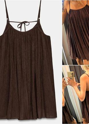 Коротка об'ємна сукня/сарафан zara, з текстурною фактурою.