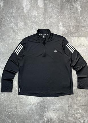 Чоловіча спортивна кофта лонгслів adidas адідас aeroready running 1/4 zip 2xl чорна для бігу тренувань