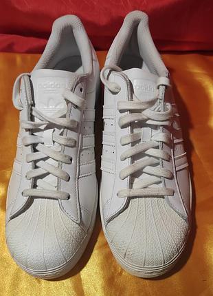 Белые кожаные кроссовки распаровка adidas superstar