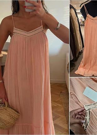 Плаття/сарафан zara, рожевого кольору з v-подібним вирізом.