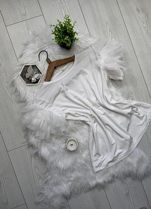 Ніжна біла футболка з ефектними пишними фатиновими рукавами ✅ by mariiahuts.clothes 🤎