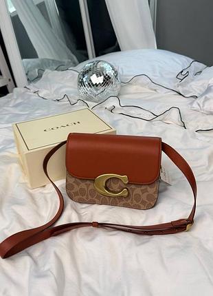 Женская сумка премиум coach idol shoulder bag in signature canvas