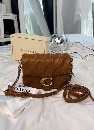 Женская сумка премиум coach pillow tabby quilted in camel