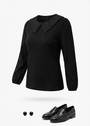 Черная кофта с ажурным воротником dorothy perkins tall, размер 8/36/s 🖤✨