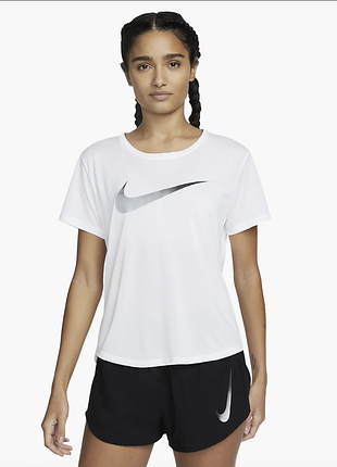 Біла жіноча спортивна футболка найк nike dri-fit swoosh, m, оригінал