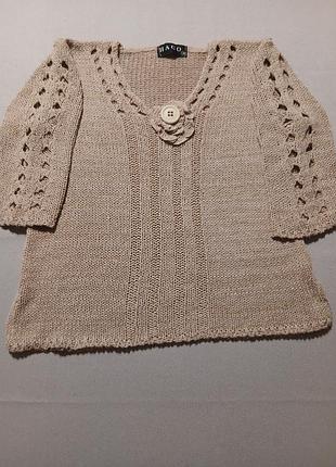Кофта в'язана, жіноча, hago, бежева, з коротким рукавом, пог-50см.