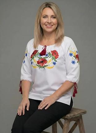 Сорочка жіноча вишита домоткана біла вишиванка family look 42 44 46 48 50 52 54 56 58 60 54