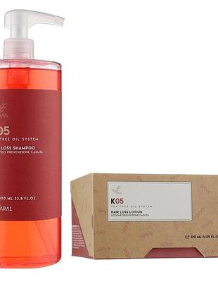 Набір проти випадіння волосся kaaral k05 hair care шампунь 1000 мл та лосьйон 12х10 мл