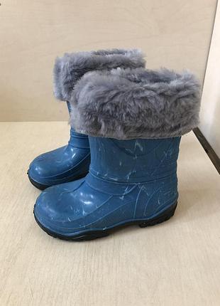 Теплые резиновые сапоги для мальчика девочки меховый вкладыш разные цвета 25 27 28 29 30 32 28 синий