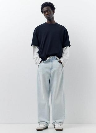Джинси pull&bear relaxed fit baggy, блакитні чоловічі джинси, беггі джинси, баггі джинси, широкі джинси, стильні джинси