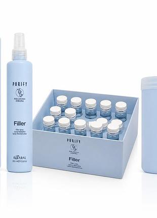Набір для зневодненого та ламкого волосся kaaral purify filler шампунь 1000 мл, маска 1000 мл, спрей 300 мл та лосьйон 12х10 мл