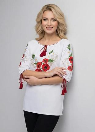 Сорочка жіноча вишиванка гладдю 42 44 46 48 50 52 54 56 58 60 44, білий