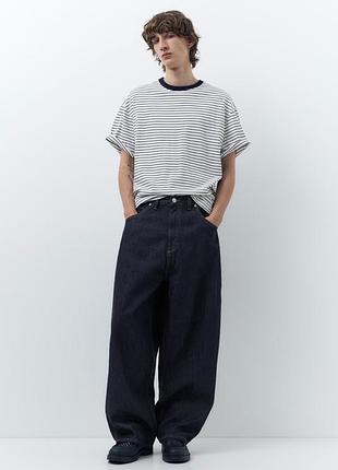Джинси pull&bear embroidered super baggy, беггі джинси, баггі джинси, чоловічі темно сині джинси, стильні джинси, трендові джинси, пул бір джинси