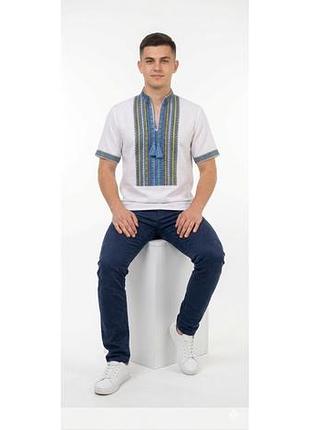 Рубашка вышиванка для мальчика домотканый хлопок 98 104 110 116 122 128 134 140 146 152 158 164 170 176 140, короткий