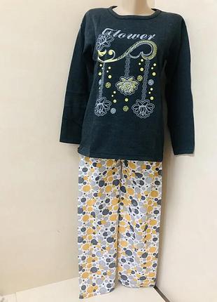 Теплая женская пижама на байке турция s l xl 2xl 42 44 46 48 50 52 54